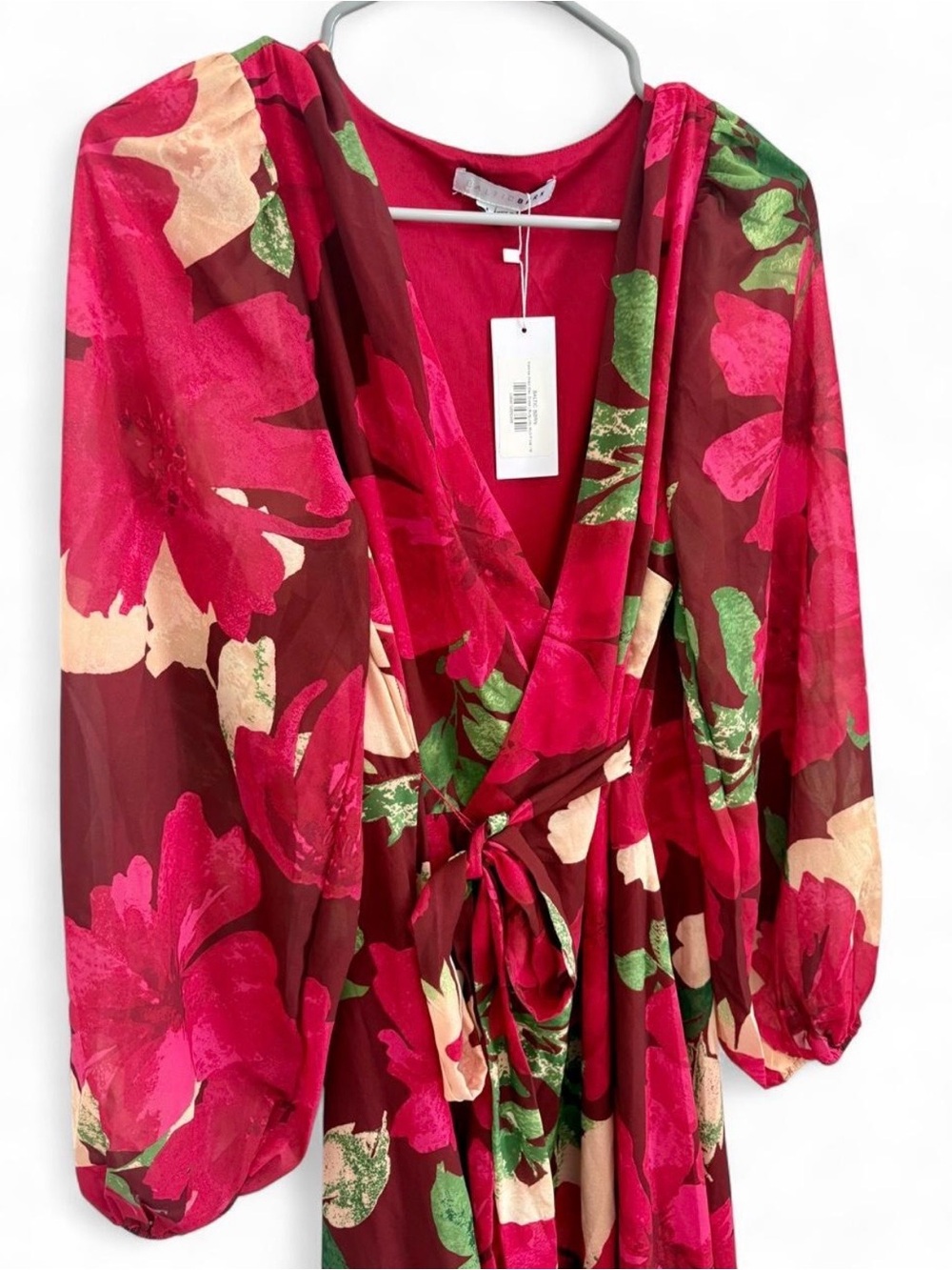 NWT Baltic Born Floral Wrap Maxi Dress Medium Chiffon Formal Elegant Wedding - Picture 5 of 8